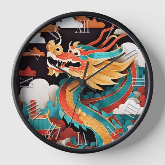 Horloge Nouvel An chinois mignon Dragon Zodiac Anniversair (Recto)