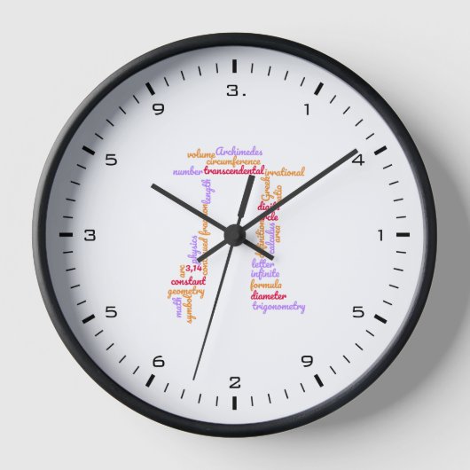 Horloge Nuage de mots mathématiques pour le jour de Pi en (Recto)