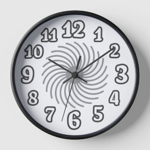 Horloge Numéros funéraires modernes en noir et blanc en sp