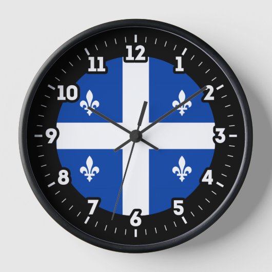 Horloge Numérotation graphique du drapeau du Québec (Recto)