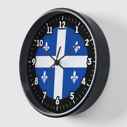 Horloge Numérotation graphique du drapeau du Québec (Angle)