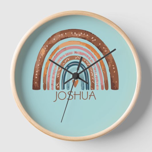 HORLOGE NURSERY RAINBOW GARÇONS NOM CLOCK (Recto)