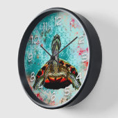 Horloge Oeuvre Abstraite de tortue (Angle)