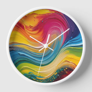 Horloge Œuvre d'art de peinture mélange de couleurs