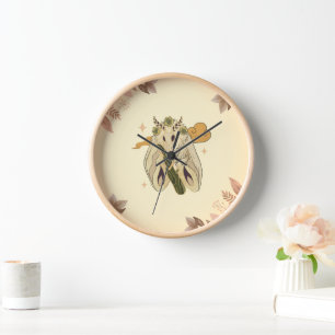 Horloge Oeuvre Graphique Mystique, Moth Façore Beige