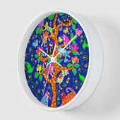 Horloge Oiseau de chat Arbre de vie amusant (Angle)