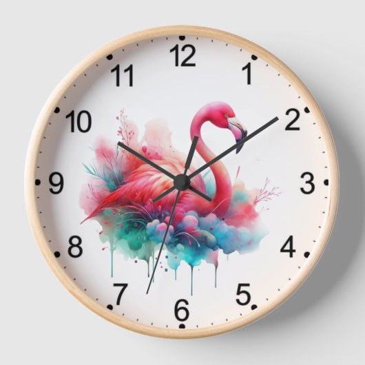 Horloge Oiseau flamant rose sublimation (Recto)
