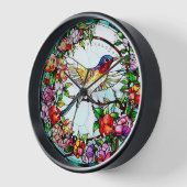 Horloge Oiseau-mouche de style vitrail (Angle)