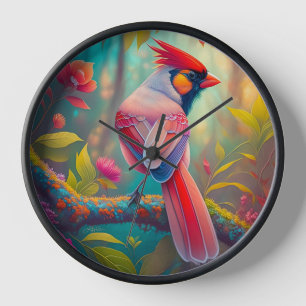 Horloge Oiseaux Fantastiques Cardinal Mâle