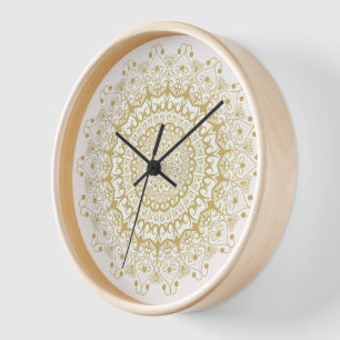 Horloge Or sur le motif mandarin blanc orné