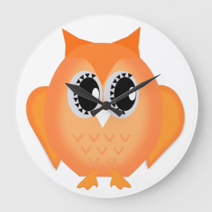 Horloge orange au néon de hibou de huée de Hooti