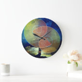 Horloge orange, bleue et jaune de "force" d'art (Maison)