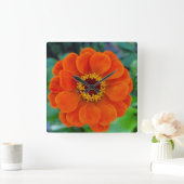 Horloge orange de fleurs de Zinnia (Maison)