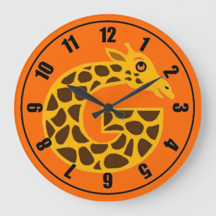 Horloge orange de la Giraffe Cute
