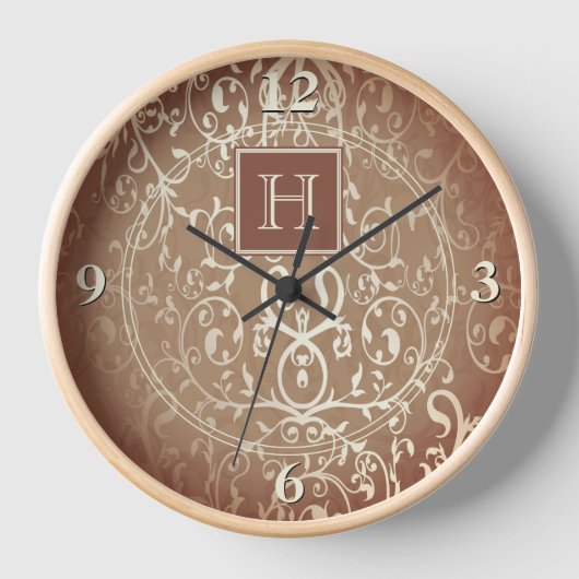 Horloge orange Élégante Monogramme (Recto)