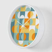 Horloge Orange Jaune Turquoise Bleu Mer Motif Art Rétro (Angle)