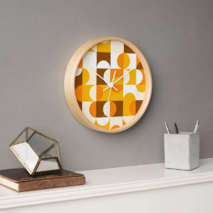 Horloge Orange Summer Jaune foncé Brown Retro Art Motif