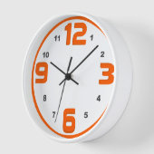Horloge Orange teinte Gras Trimestre Numéros (Angle)