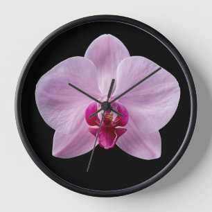Horloge Orchidée sur fond noir