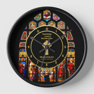 Horloge Ordination du prêtre Pasteur Anniversaire Vitrail