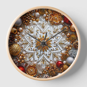 Horloge ornement en flocon de neige 3d