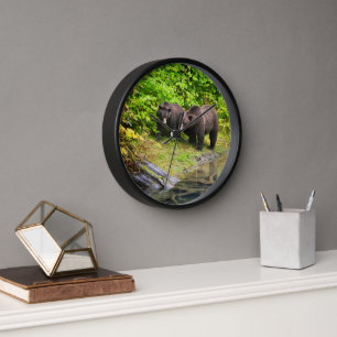 Horloge Ours brun et ourson Hyder, Alaska