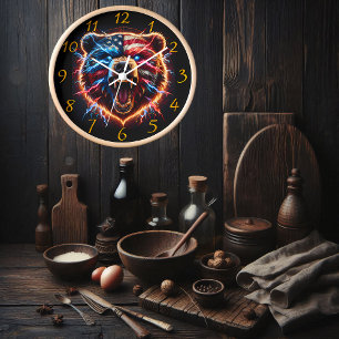 Horloge Ours patriotique : Rouge, Blanc et Rugit
