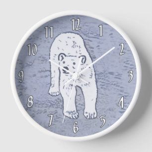 Horloge Ours polaire sur la peinture sur glace - Art origi