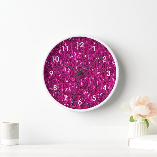 Horloge Paillettes rose chaud fausses (Maison)