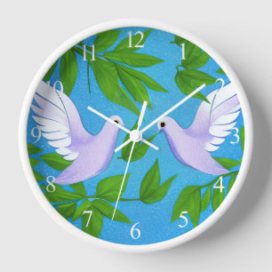 Horloge Paire de colombes blanches