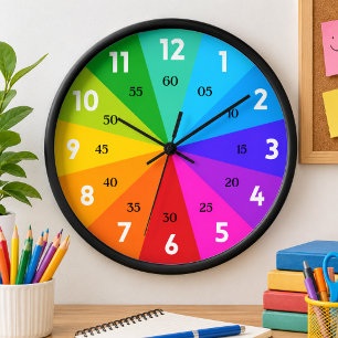 Horloge Palette de couleurs arc-en-ciel gras Apprendre à l