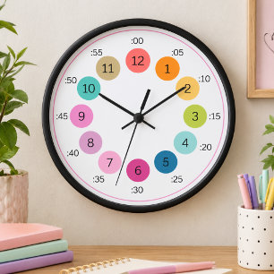Horloge Palette de couleurs arc-en-ciel gras Apprendre à l