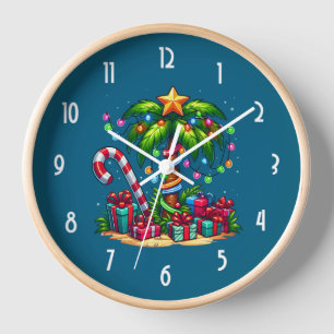 Horloge Palmier de Noël tropical