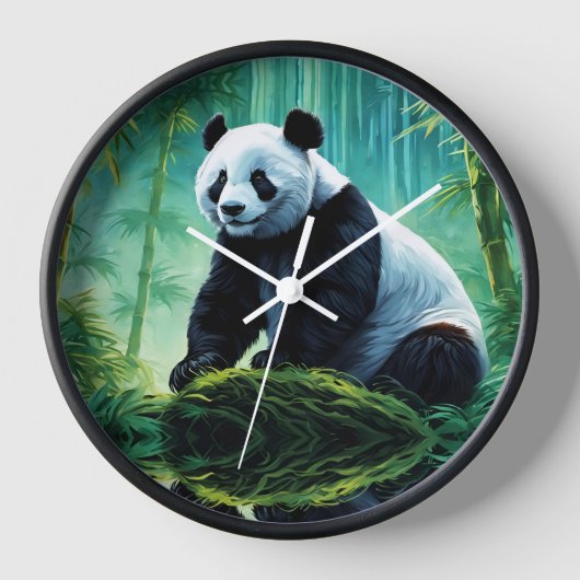Horloge Panda géant dans la forêt de bambou (Recto)
