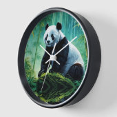 Horloge Panda géant dans la forêt de bambou (Angle)