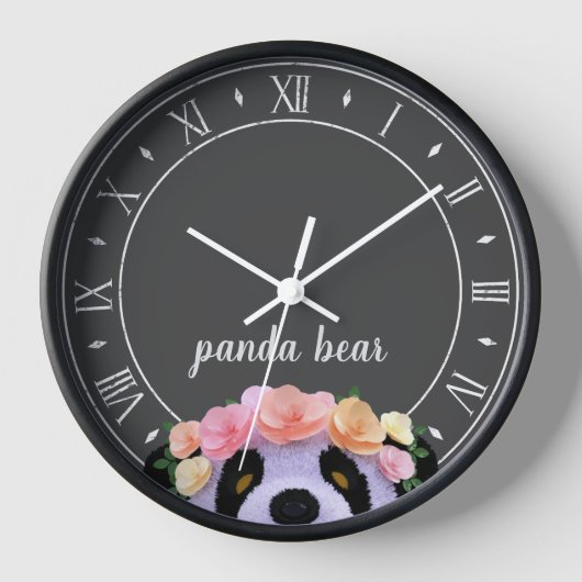 Horloge Panda Thème Rustique Noir et Blanc (Recto)