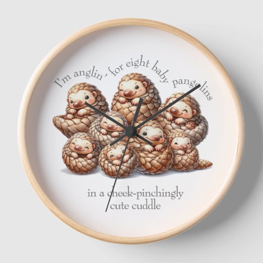 Horloge Pangolins adorables pour 8 Pangolins mignons (Recto)