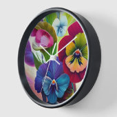 Horloge Pansies colorées -AI ART (Angle)