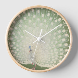 Horloge Paon japonais vintage des beaux-arts  