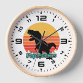 Horloge Papasaurus Coucher de Soleil Rétro (Recto)
