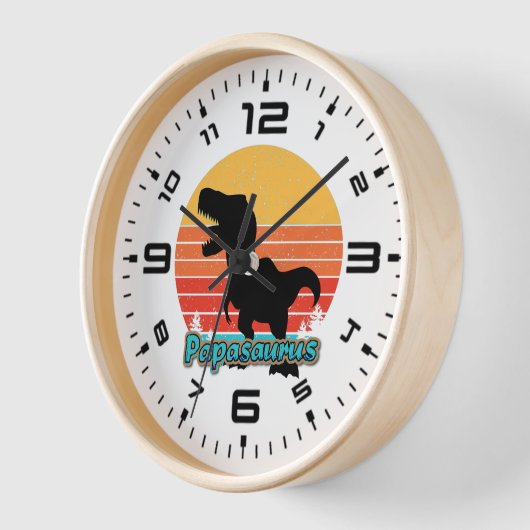 Horloge Papasaurus rétro Sunset (Angle)