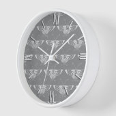 Horloge Papillon Art déco stylisé, tons gris / gris (Angle)