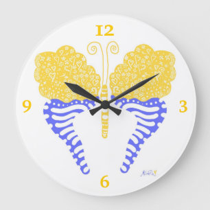 Horloge papillon Betsy en bleu et jaune