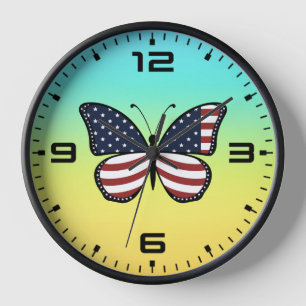 Horloge Papillon de drapeau américain Design-62615