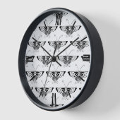 Horloge Papillon déco stylisé - blanc et noir (Angle)