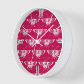 Horloge Papillon déco stylisé - rose fuchsia (Angle)