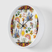 Horloge Papillon du jardin de printemps Arc en ciel Vert s (Angle)