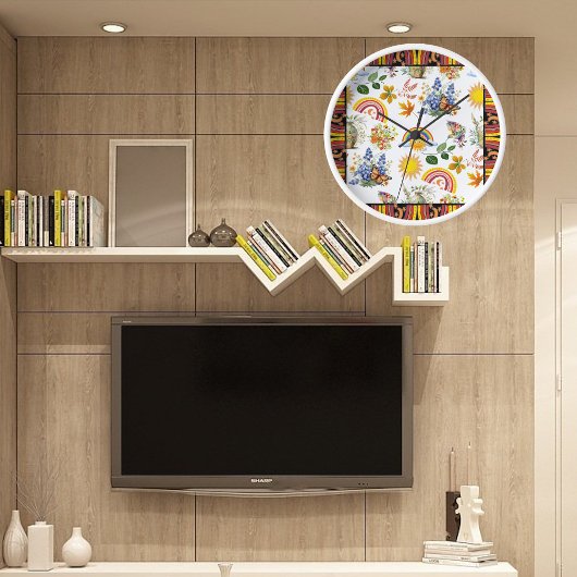 Horloge Papillon du jardin de printemps Arc en ciel Vert s