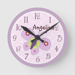 Horloge papillon Lavande personnalisée