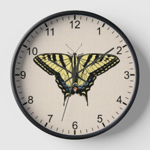 Horloge Papillon Papilio jaune du Sud-Ouest encadré